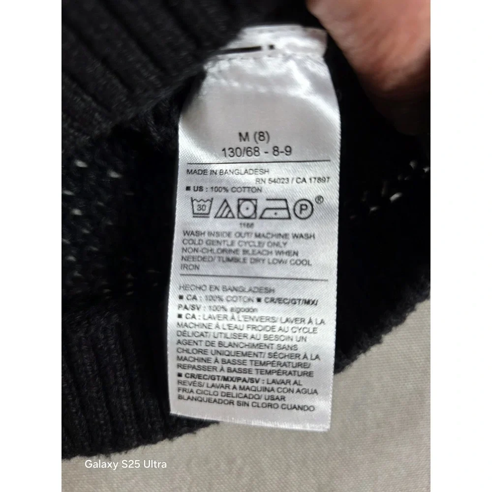 Old Navy Girls Black Sweater Medium 8 Loose Weave 3D‎ Pom Poms